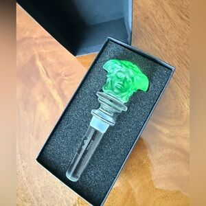 Versace collection Rosenthal Green and Clear crystal wine stopper Bar Accessory